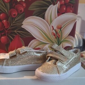 Toddler Girls Size8 Gold Glitter Kids Shoes